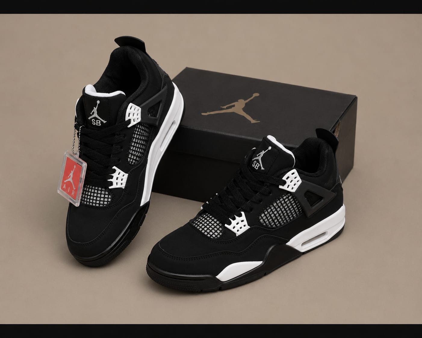 Premium Retro Basketball Sneakers – Black/White | Master Quality