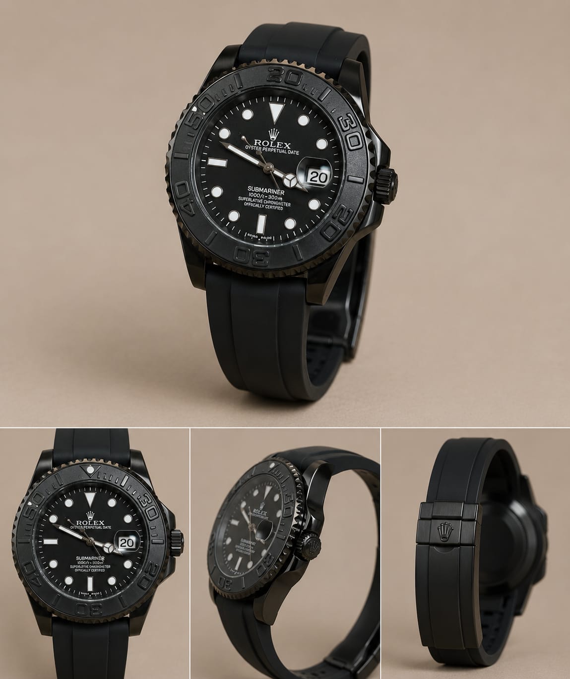Rolex Style A+ Quality Men's Black Silicone Strap Analog Watch | Premium Luxury Timepiece