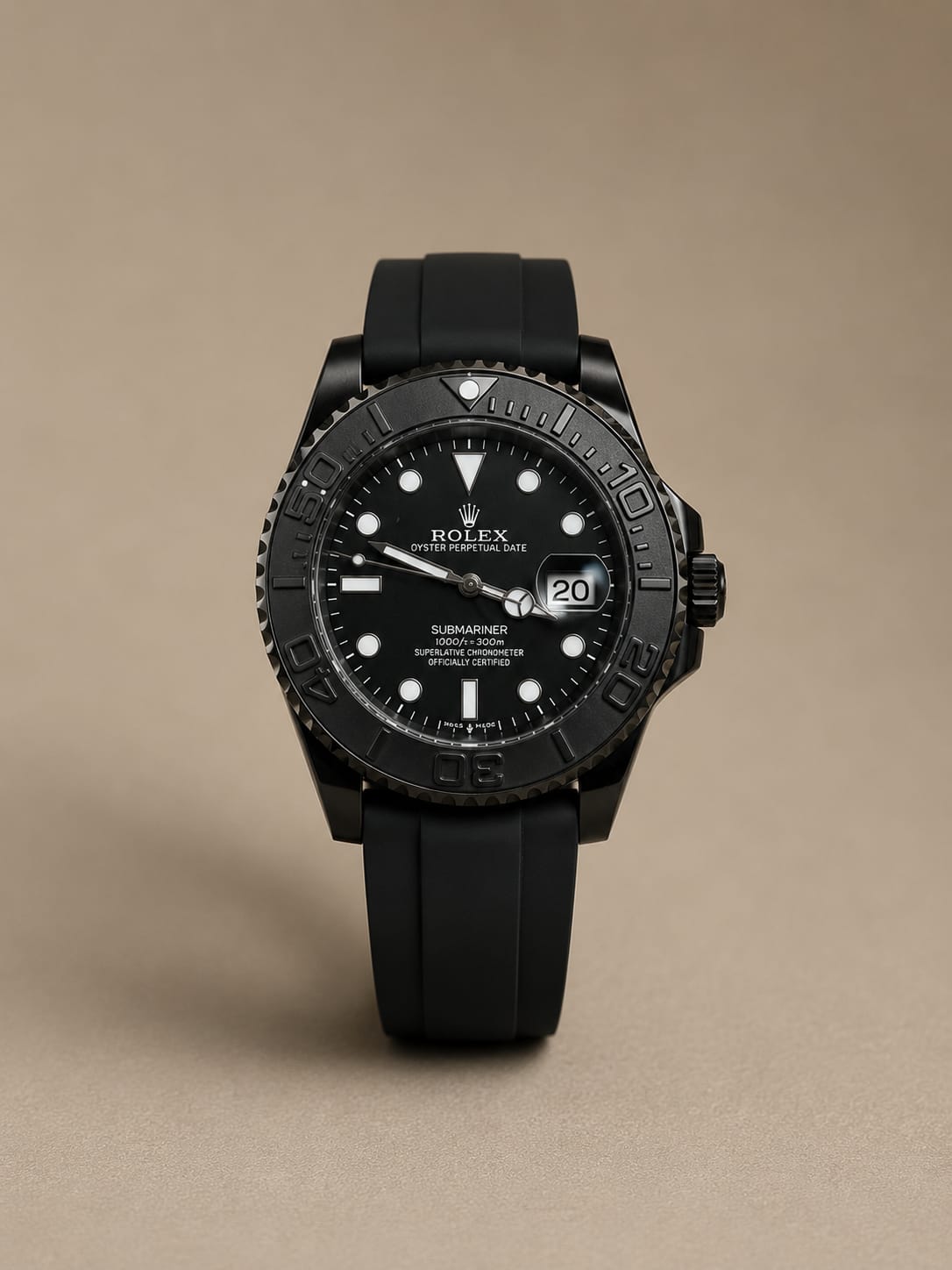 Rolex Style A+ Quality Men's Black Silicone Strap Analog Watch | Premium Luxury Timepiece