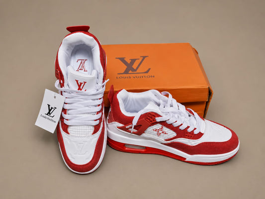 LV Premium Designer-Inspired Red & White Sneakers – Master Quality