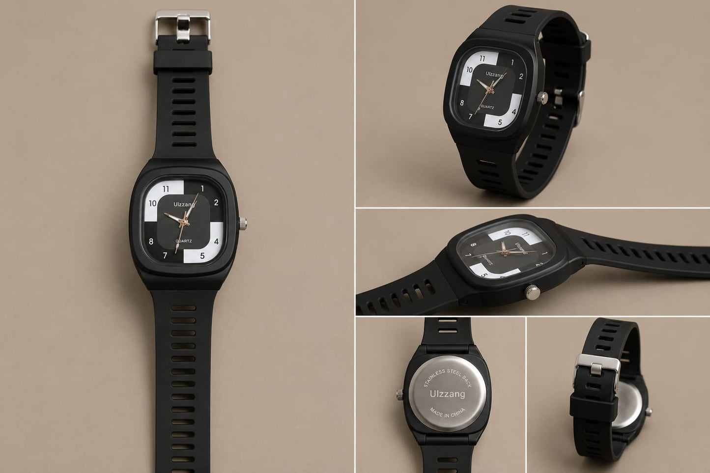 Ulzzang Quartz Silicone Strap Watch – Black Edition | A+ Quality
