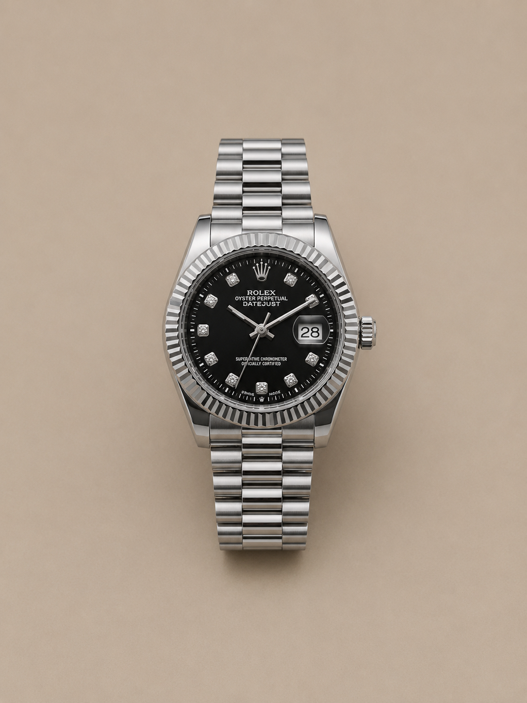 Rolex Datejust Style Black Dial Silver Stainless Steel Watch – A+ Quality | Premium Box & 1 Year Warranty