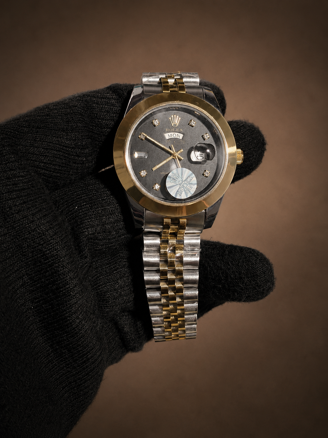 Rolex Day-Date Two Tone Men's Luxury Watch – Black Dial | Premium Stainless Steel