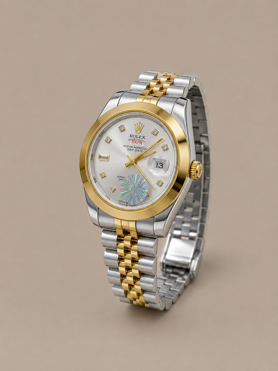 Rolex Day-Date Style Two-Tone Silver Dial Watch – A+ Quality | Premium Box & 1 Year Warranty