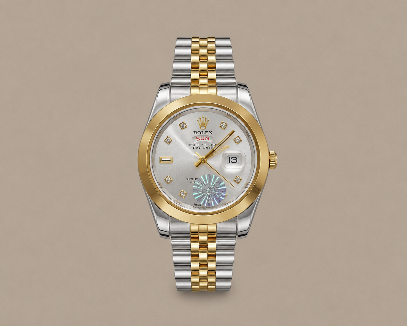 Rolex Day-Date Style Two-Tone Silver Dial Watch – A+ Quality | Premium Box & 1 Year Warranty